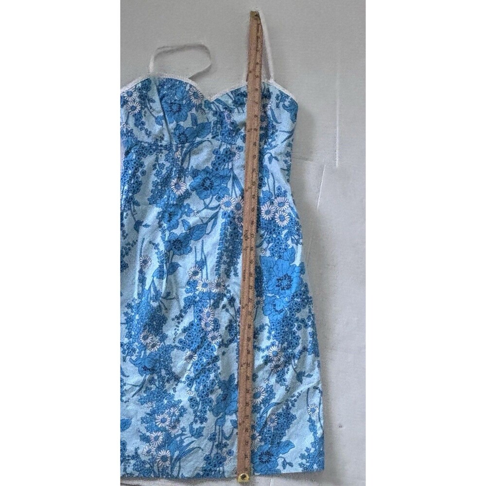 Moda International Mini Dress Size 2 Blue Strappy Floral Beach Victoria Secret - Picture 5 of 7